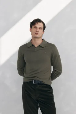 Suéter com gola Johnny em lã merino e cashmere