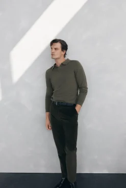 Suéter com gola Johnny em lã merino e cashmere