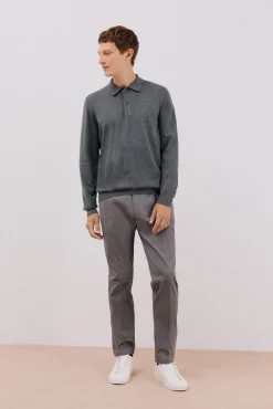 Suéter de cashmere de algodão com gola polo