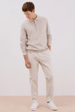 Suéter de cashmere de algodão com gola polo
