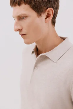 Suéter de cashmere de algodão com gola polo