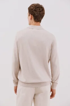 Suéter de cashmere de algodão com gola polo