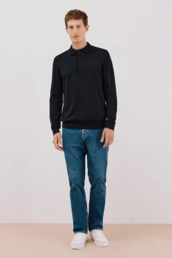 Suéter de cashmere de algodão com gola polo