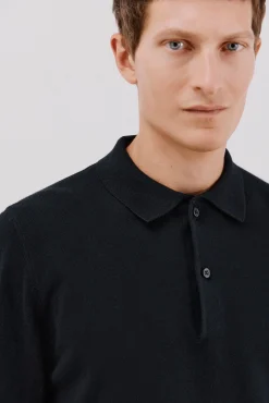 Suéter de cashmere de algodão com gola polo