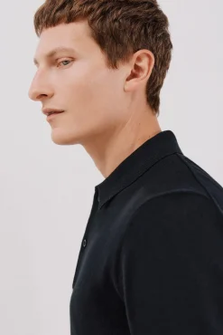 Suéter de cashmere de algodão com gola polo