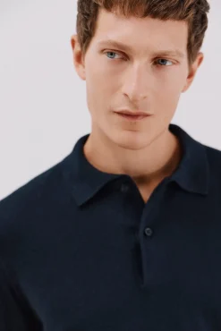 Suéter de cashmere de algodão com gola polo