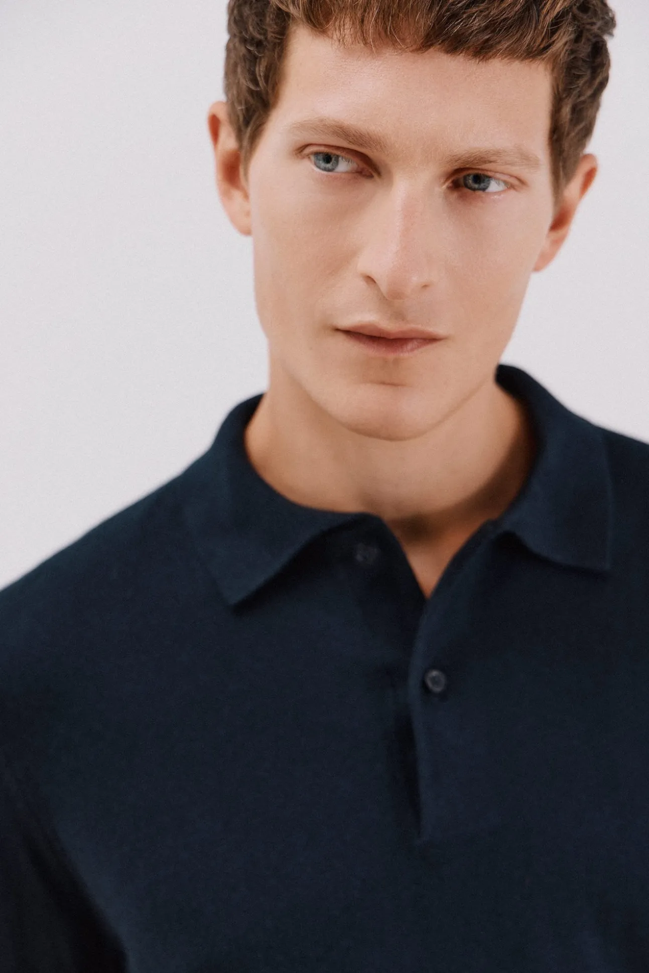 Suéter de cashmere de algodão com gola polo