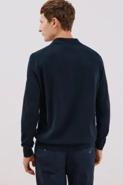 Suéter de cashmere de algodão com gola polo