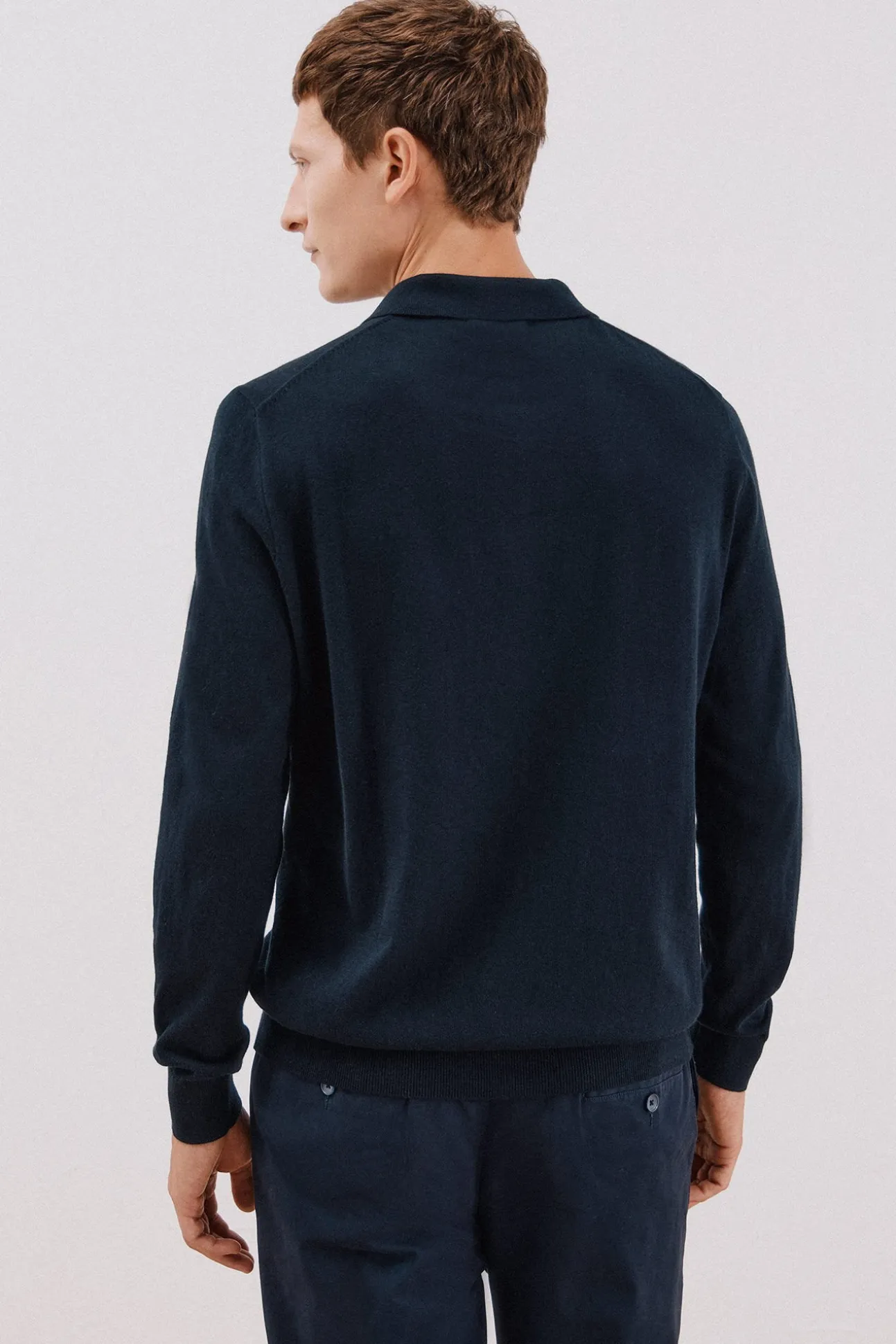 Suéter de cashmere de algodão com gola polo