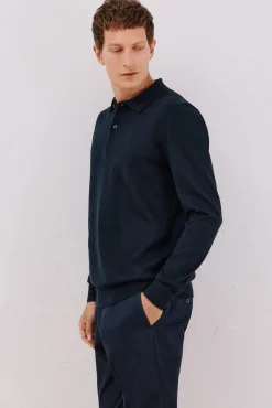 Suéter de cashmere de algodão com gola polo