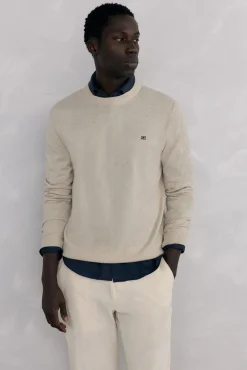 Suéter de gola caixa em lã merino e cashmere
