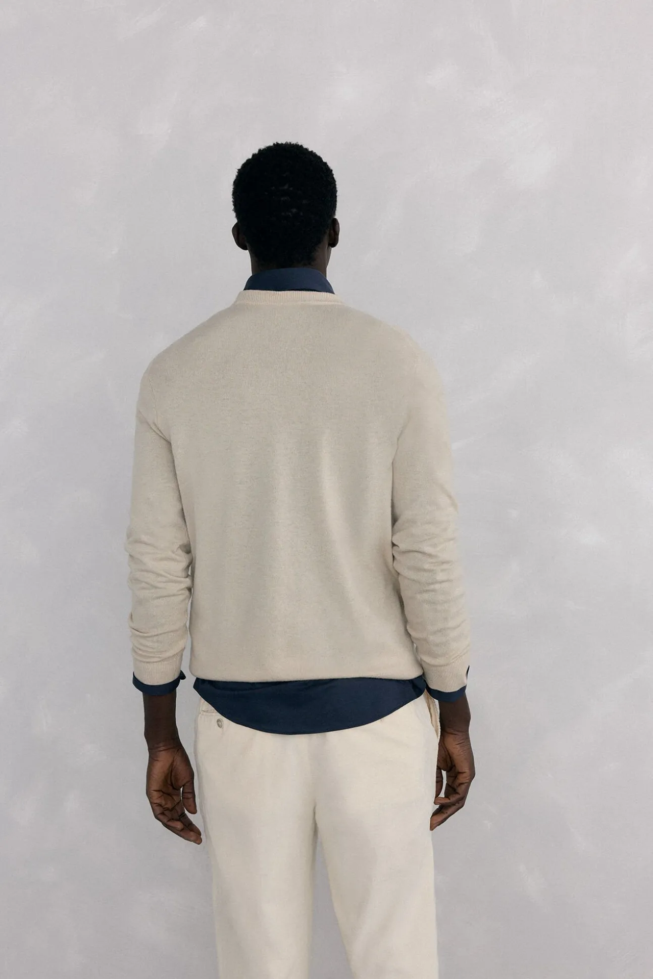 Suéter de gola caixa em lã merino e cashmere