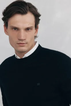 Suéter de gola caixa em lã merino e cashmere