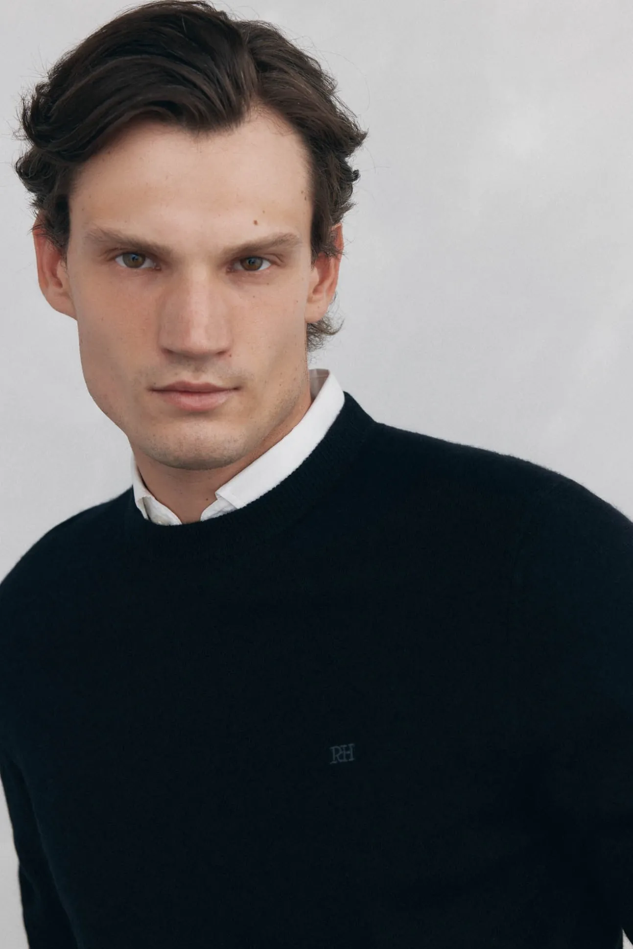 Suéter de gola caixa em lã merino e cashmere