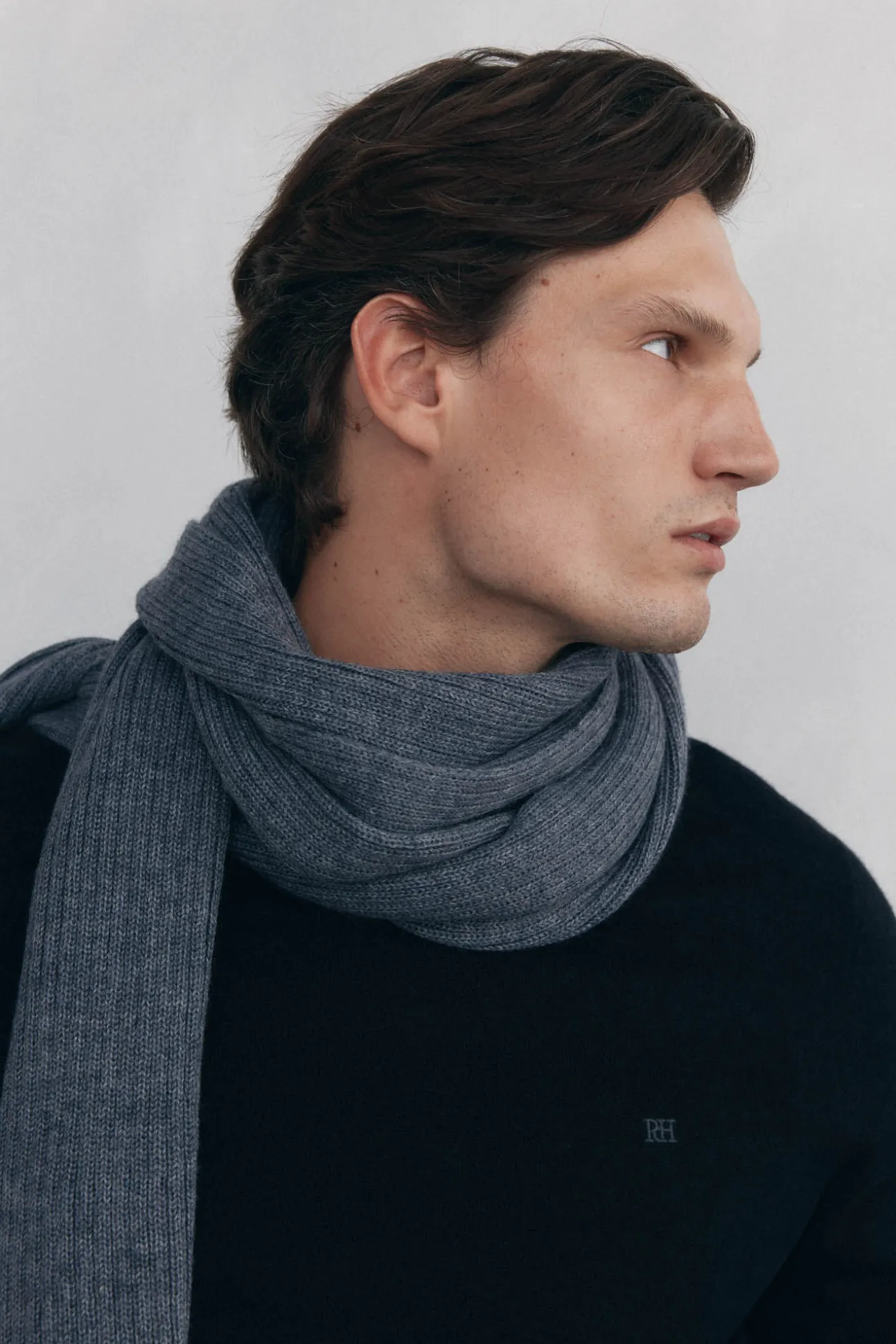 Suéter de gola caixa em lã merino e cashmere