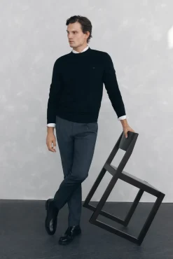 Suéter de gola caixa em lã merino e cashmere