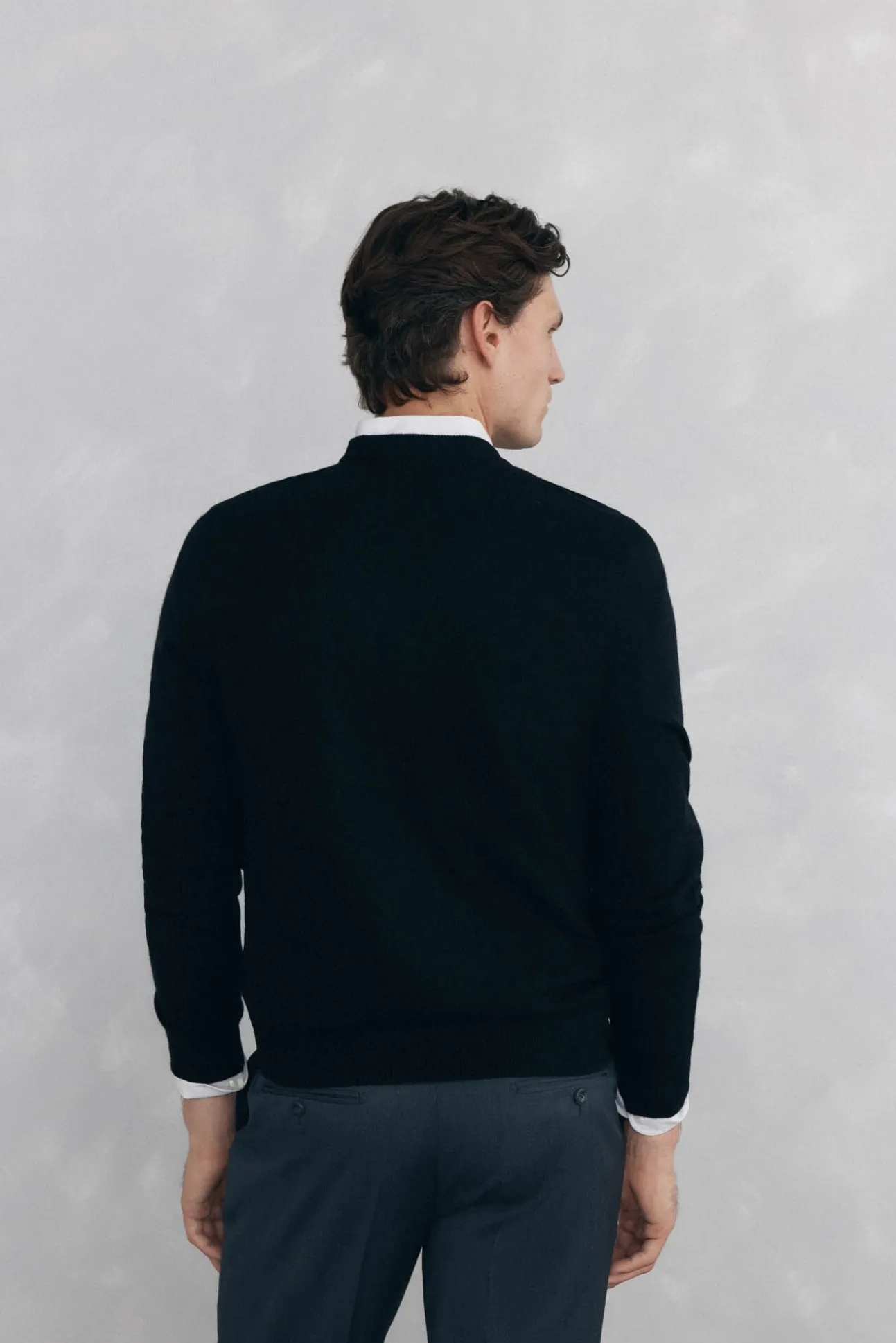 Suéter de gola caixa em lã merino e cashmere
