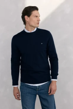 Suéter de gola caixa em lã merino e cashmere