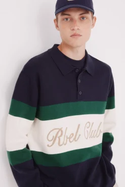 Suéter de gola polo com bordado