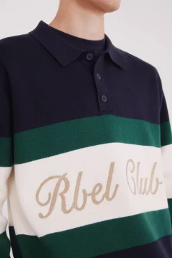 Suéter de gola polo com bordado