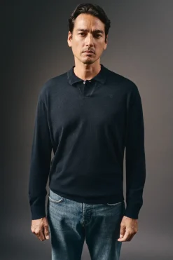 Suéter de gola polo de algodão