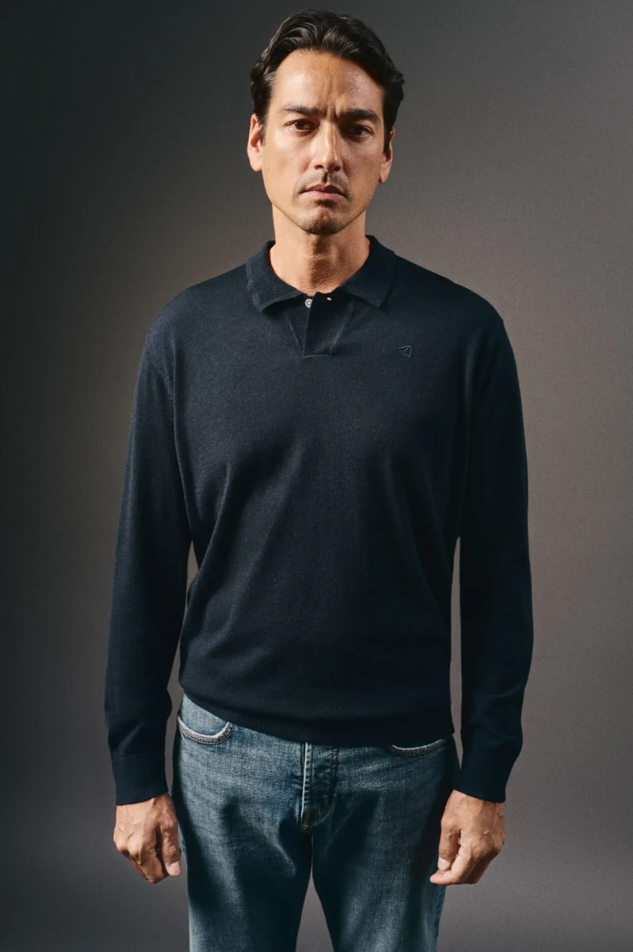 Suéter de gola polo de algodão