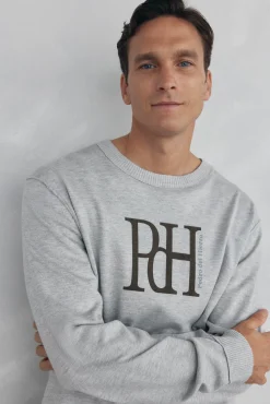 Suéter de malha fina com logo grande