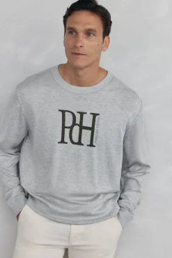 Suéter de malha fina com logo grande