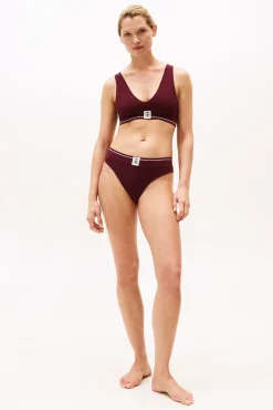 Sutiã bralette canelado com elástico e logo