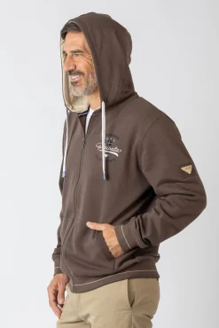 Sweatshirt aberto com capuz e bolsos