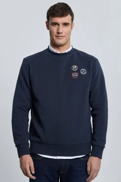 Sweatshirt azul marinho com 3 escudos