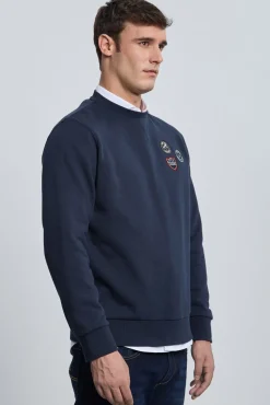 Sweatshirt azul marinho com 3 escudos