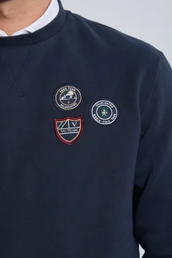 Sweatshirt azul marinho com 3 escudos