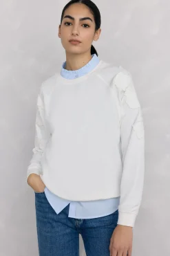 Sweatshirt bordado com flores