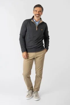 Sweatshirt básica com fecho