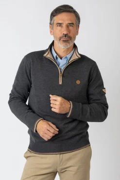 Sweatshirt básica com fecho