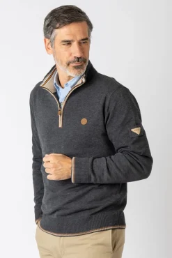 Sweatshirt básica com fecho