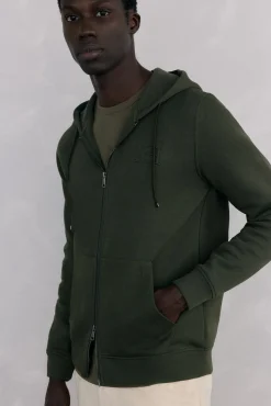 Sweatshirt com capuz em tecido técnico