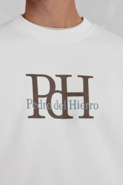 Sweatshirt com gola caixa redonda e logo grande