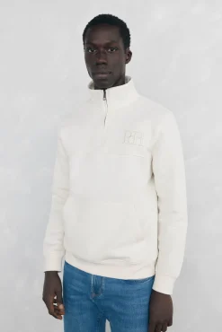 Sweatshirt com gola de fecho-éclair em tecido técnico
