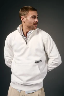 Sweatshirt com gola de fecho-éclair
