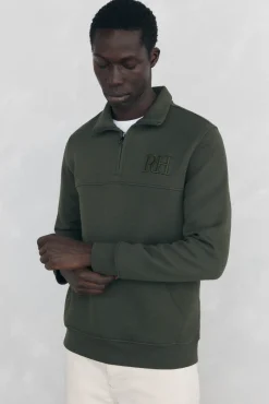 Sweatshirt com gola de fecho-éclair em tecido técnico