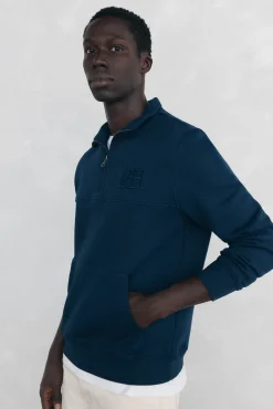 Sweatshirt com gola de fecho-éclair em tecido técnico