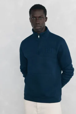 Sweatshirt com gola de fecho-éclair em tecido técnico