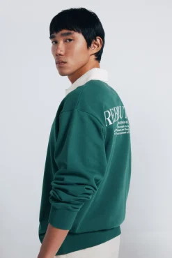 Sweatshirt com gola de rugby