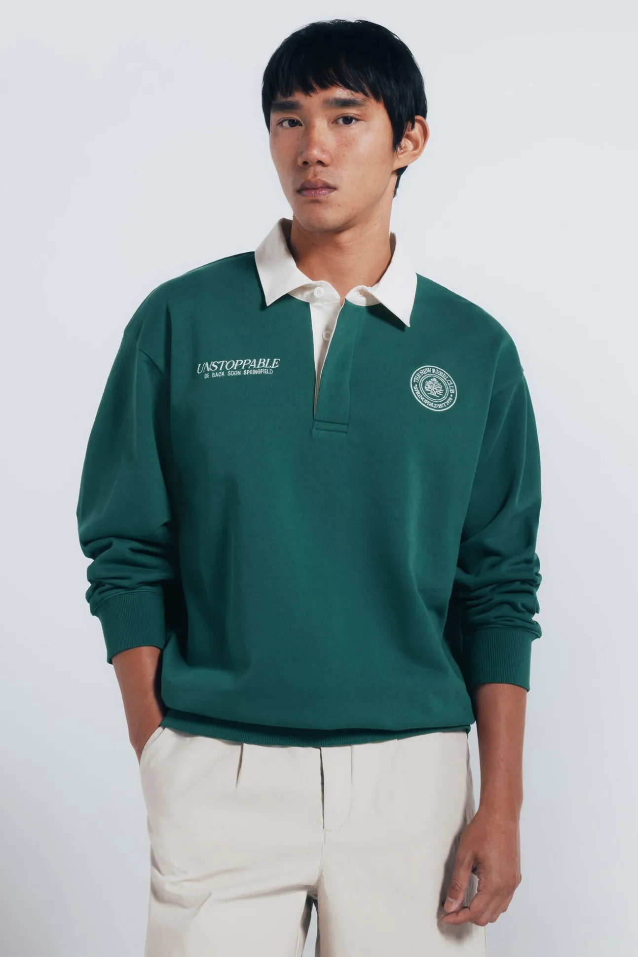 Sweatshirt com gola de rugby