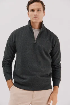 Sweatshirt com gola e fecho-éclair