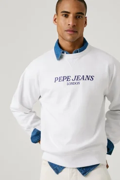Sweatshirt com gola redonda , logo frontal e estampado nas costas.