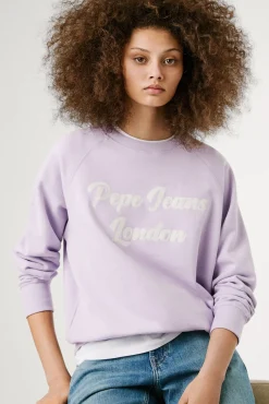 Sweatshirt de manga comprida com logo bordado na frente