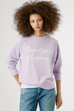 Sweatshirt de manga comprida com logo bordado na frente